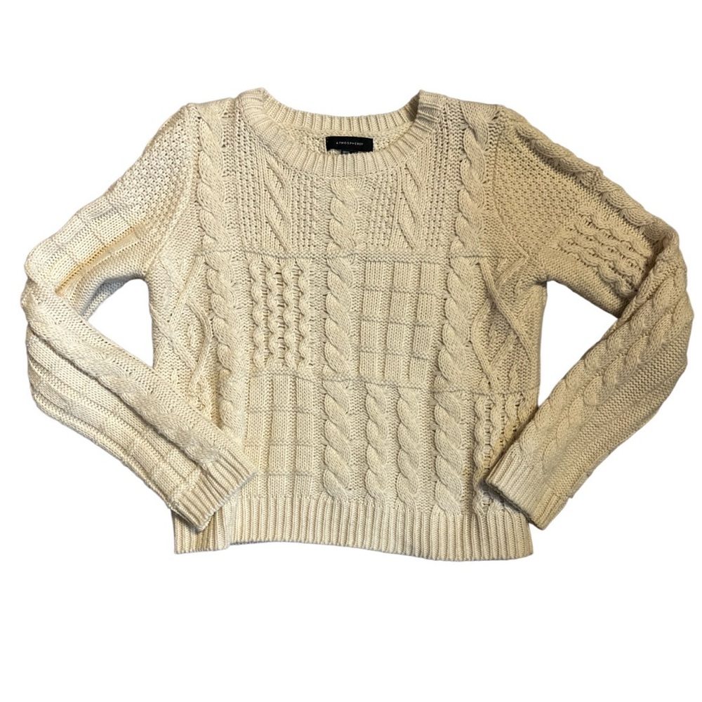 Atmosphere Chunky Cable Knit Cream Color Sweater. Size 8. 38” Bust 21” Length